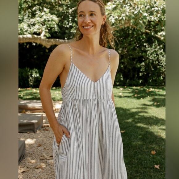 Jenni Kayne‎ Cove Maxi Dress White with Navy Stripe Size XS - Picture 3 of 10